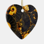Golden Amber black Nautilus shell patroon, fossiel Keramisch Ornament (Rechts)