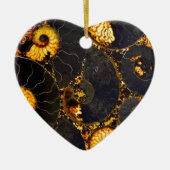 Golden Amber black Nautilus shell patroon, fossiel Keramisch Ornament (Voorkant)