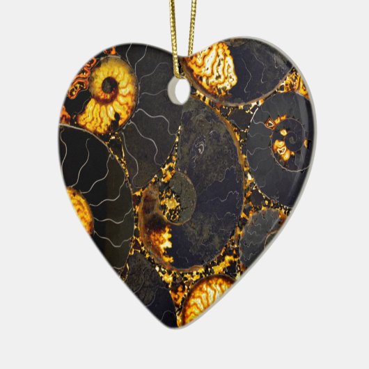 Golden Amber black Nautilus shell patroon, fossiel Keramisch Ornament (Links)