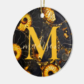 Golden Amber black Nautilus shell patroon, fossiel Keramisch Ornament (Links)