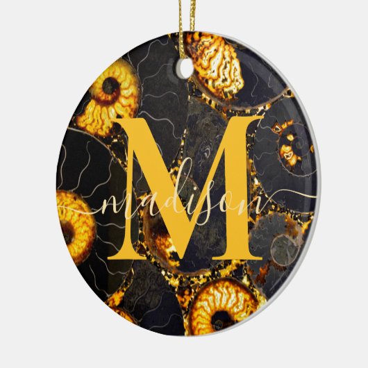 Golden Amber black Nautilus shell patroon, fossiel Keramisch Ornament (Links)