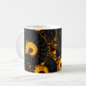 Golden Amber black Nautilus shell patroon, fossiel Koffiemok (Voorkant links)