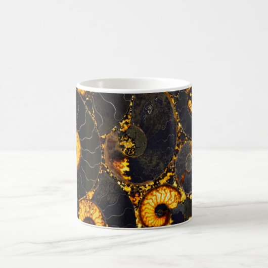 Golden Amber black Nautilus shell patroon, fossiel Koffiemok (Center)