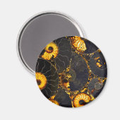 Golden Amber black Nautilus shell patroon, fossiel Magneet (Voorkant / Achterkant)