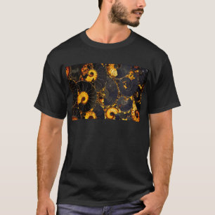 Golden Amber black Nautilus shell patroon, fossiel T-shirt