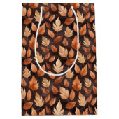 Golden Amber Brown Autumn Leaf Pattern Medium Cadeauzakje (Voorkant)