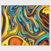 Golden Amber en Blue Abstract Lava Flow Cadeaupapier (Vlak)
