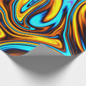 Golden Amber en Blue Abstract Lava Flow Cadeaupapier (Hoek)