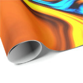 Golden Amber en Blue Abstract Lava Flow Cadeaupapier (Rol Hoek)