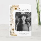 Golden Amber Waterverf Crystals Foto Afstuderen Bedankkaart (Voorkant)