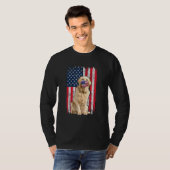 Golden American Flag Dog draagt gezichtsmasker 4 j T-shirt (Voorkant volledig)