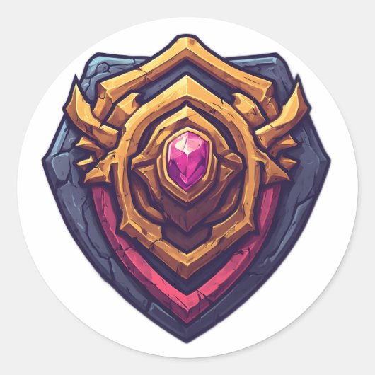 Golden Amethyst Emblem Ronde Sticker (Voorkant)
