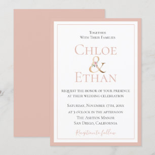 Golden Ampersand Blush Wedding Kaart
