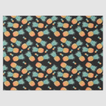 Golden anananappelpatroon op zwart | Tropische vru