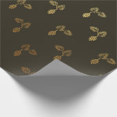 Golden Ananas Chocolate Brown Vip Cadeaupapier (Hoek)