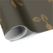 Golden Ananas Chocolate Brown Vip Cadeaupapier (Rol Hoek)