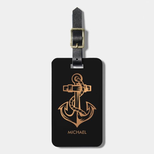 Golden Anchor Bagagelabel (Voorkant verticaal)