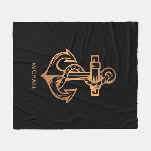 Golden Anchor Fleece Deken (Voorkant (Horizontaal))