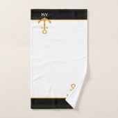 Golden Anchor & Monogram op zwart en wit Bad Handdoek (Handdoek)