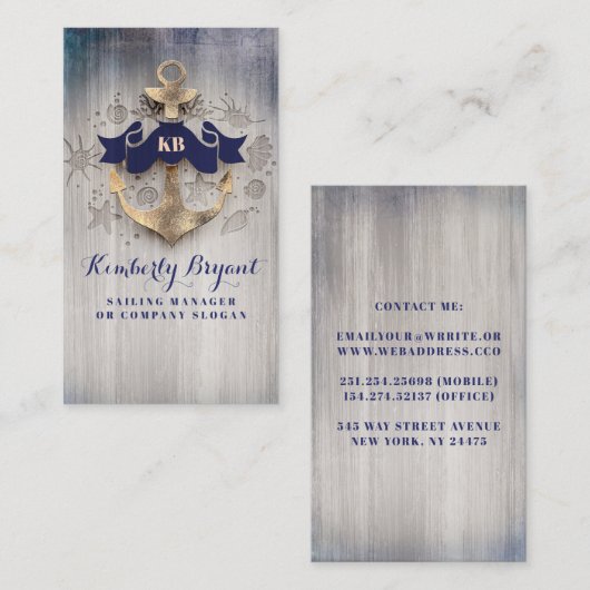 Golden Anchor nautische kustjachten en cruises Visitekaartje (Voorkant / Achterkant)