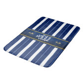 Golden Anchor op Blue Stripes Nautical Badmat (Gekanteld)
