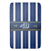Golden Anchor op Blue Stripes Nautical Badmat (Voorkant Verticaal)