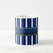 Golden Anchor op Blue Stripes Nautical Koffiemok (Center)