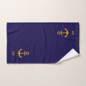Golden anchor op marineblauw bad handdoek (Handdoek)