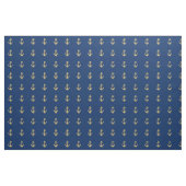Golden Anchor op Navy Blue Nautical Fabric Stof (Yard (91,4 cm))