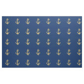 Golden Anchor op Navy Blue Nautical Fabric Stof (Fat Quarter)