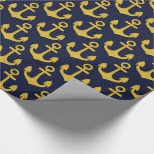 Golden Anchor over de Blauwe Achtergrond van de ma Cadeaupapier