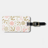 Golden Anchor Pattern Bagagelabel (Voorkant horizontaal)