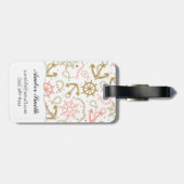 Golden Anchor Pattern Bagagelabel (Achterkant horizontaal)