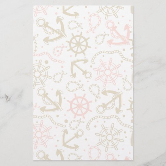 Golden Anchor Pattern Briefpapier (Voorkant)