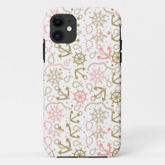 Golden Anchor Pattern Case-Mate iPhone Case (Achterkant)