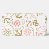 Golden Anchor Pattern Case-Mate iPhone Case (Achterkant (horizontaal))