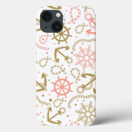 Golden Anchor Pattern Case-Mate iPhone Case (Achterkant)
