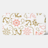 Golden Anchor Pattern Case-Mate iPhone Case (Achterkant (horizontaal))