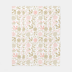 Golden Anchor Pattern Fleece Deken