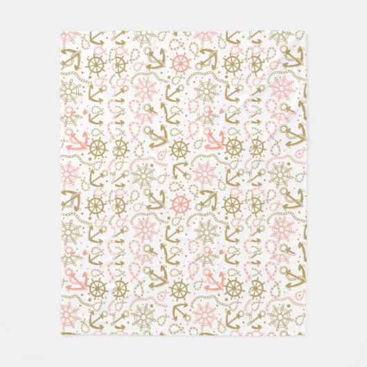 Golden Anchor Pattern Fleece Deken (Voorkant)