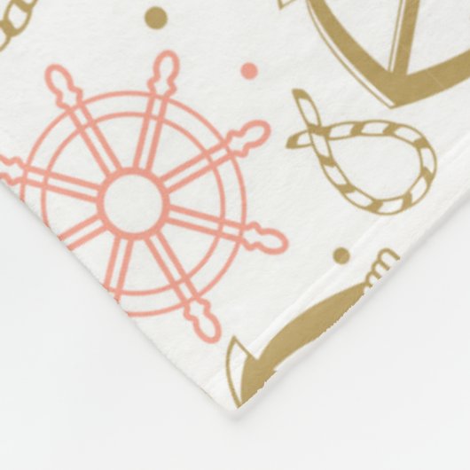 Golden Anchor Pattern Fleece Deken (Hoek)