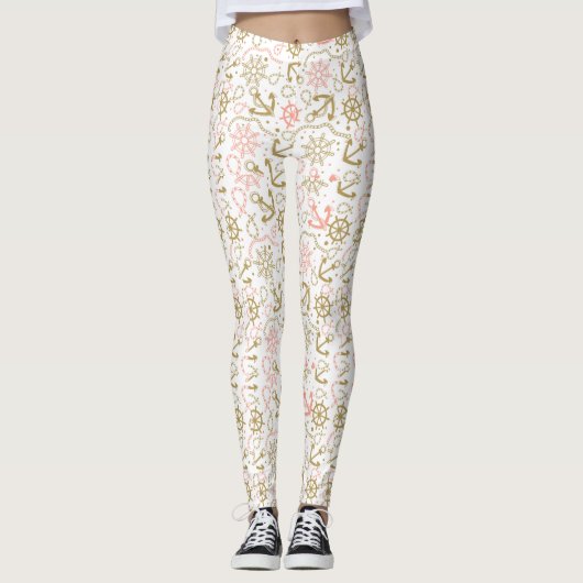Golden Anchor Pattern Leggings (Voorkant)