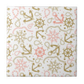 Golden Anchor Pattern Tegeltje (Voorkant)