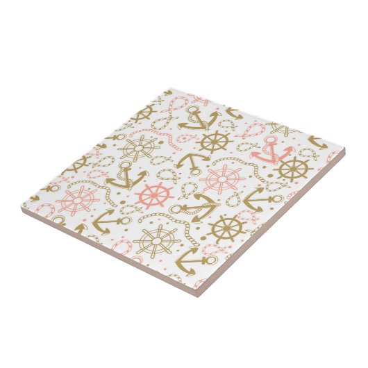 Golden Anchor Pattern Tegeltje (Zijkant)