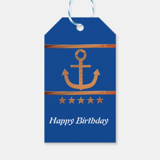 Golden Anchor, symbolen van de liefde, gepersonali Cadeaulabel (Voorkant)