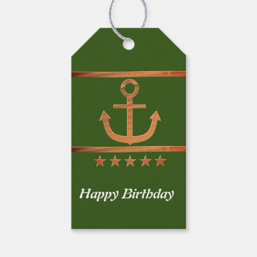 Golden Anchor, symbolen van de liefde, gepersonali Cadeaulabel (Voorkant)