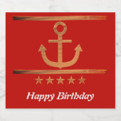 Golden Anchor, symbolen van de liefde, gepersonali Sparkling Wijnetiket (Enkel label)