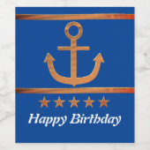 Golden Anchor, symbolen van de liefde, gepersonali Wijn Etiket (Enkel label)