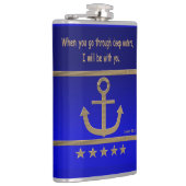 Golden Anchor, symbolen van de liefde, Isaiah 43:2 Heupfles (Rechts)