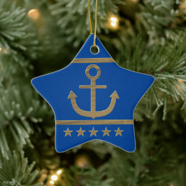 Golden Anchor, symbolen van de liefde. Keramisch Ornament